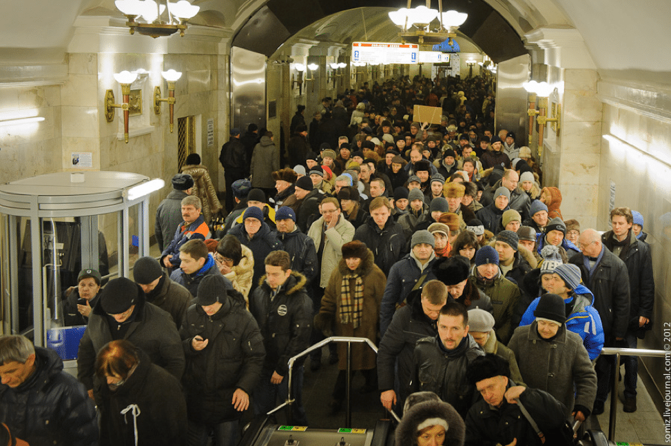 Moscow Metro during peak hours